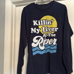 Navy Graphic Long Sleeve Shirt